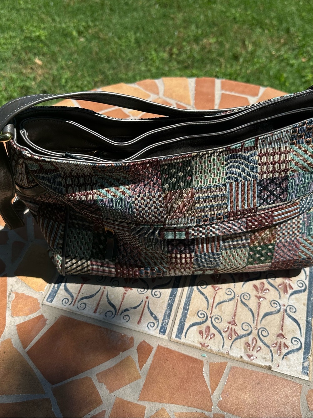 Vintage SAS Patchwork Tapestry Shoulder Bag | Boho Hippie Jacquard Woven Purse